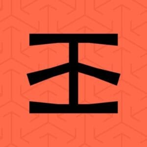 Stylized symbol on orange background