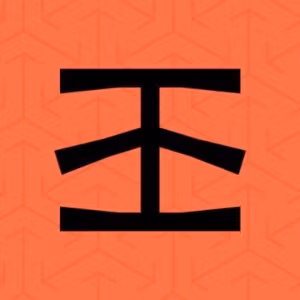 Stylized symbol on orange background