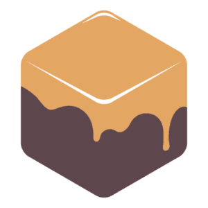 Stylized cube with dripping caramel