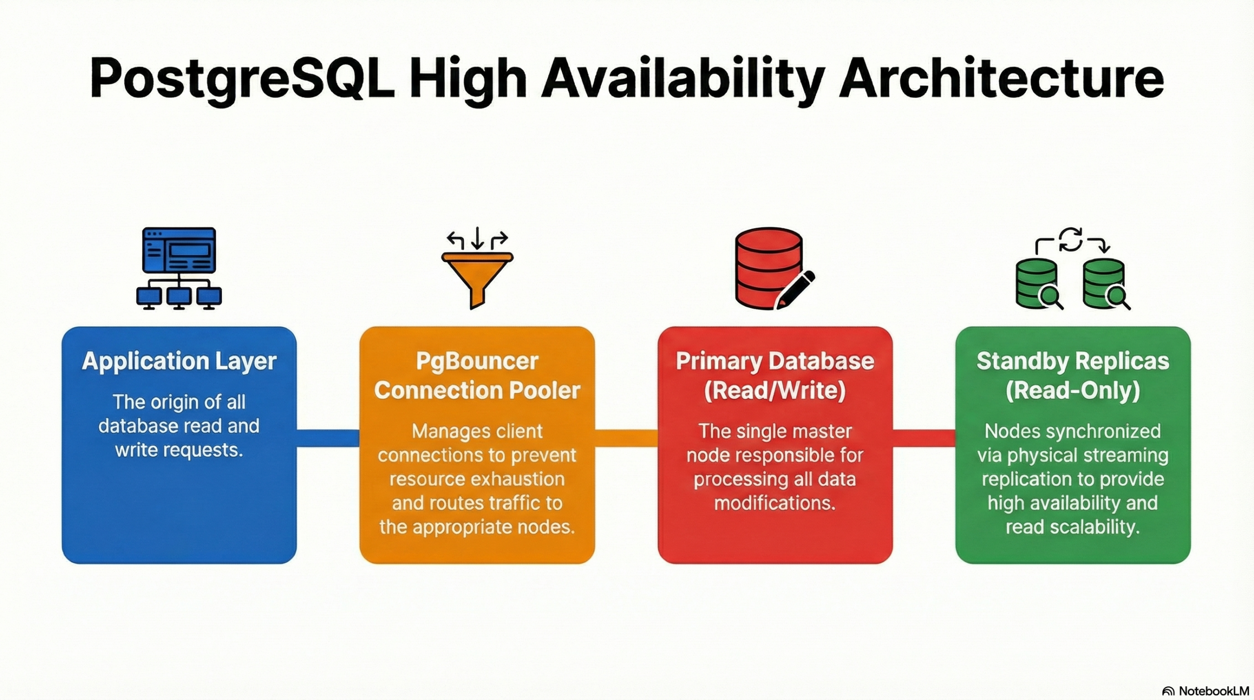 PostgreSQL architecture with PgBouncer Primary and Replica nodes