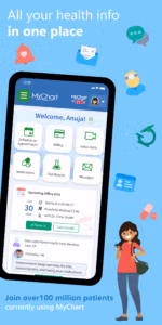 Health information management app interface
