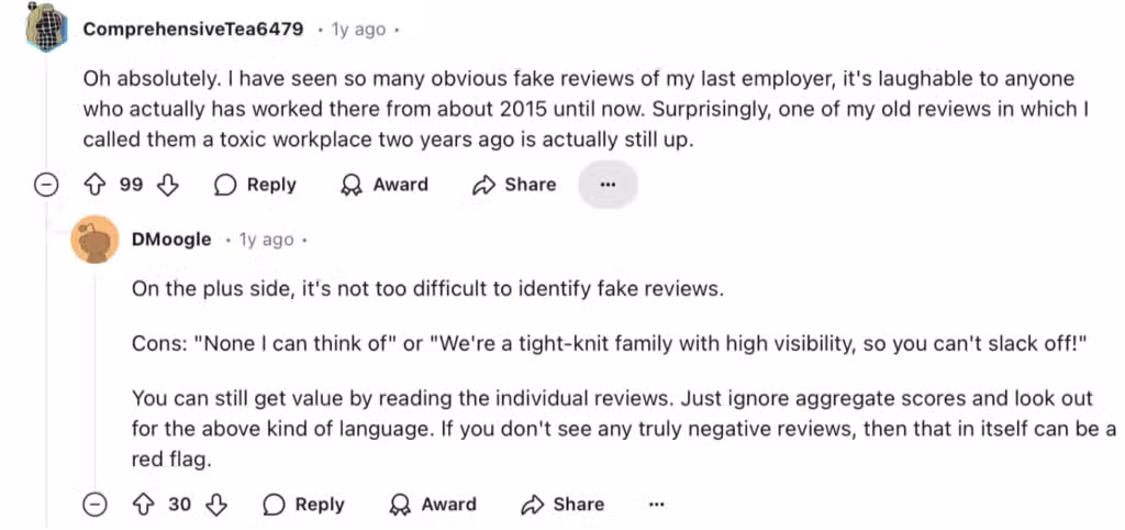 Oh absolutely. | have seen so many obvious fake reviews of my last employer