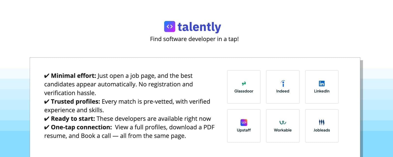 talently — find software developer in a tap! 01