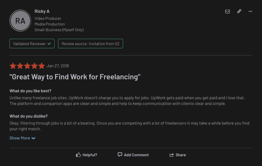 comment:Great Way to Find Work for Freelancing