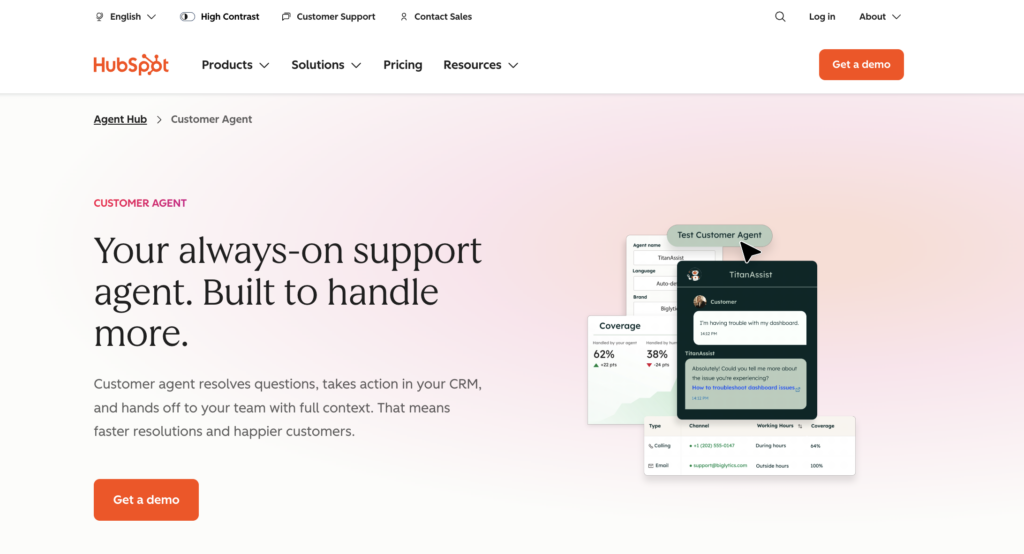 HubSpot Customer Agent - best ai chatbot 2026 comparison