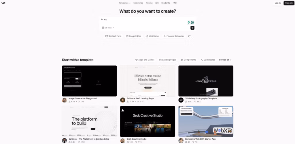 v0 - ai websites